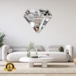 Diamond Shaped Wall Mirror, Silver – Wall Art for Bedroom