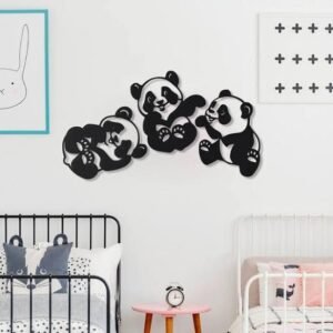 Modern Panda Wall Art, Pack Of 3 – Vintage Wall Clock