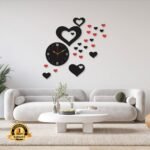 Stylish 3D Art MDF Wood Wall Clock – Decorative Wall Shelf