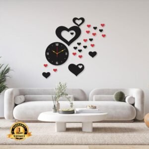 Stylish 3D Art MDF Wood Wall Clock – Decorative Wall Shelf