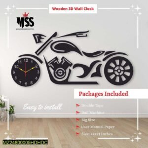 Analog Stylish Bike Design MDF Wall Clock – Wall Shelf for Books