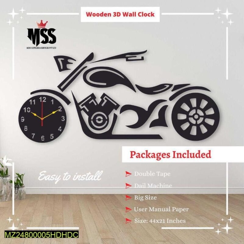 261-119-103259-product-1.jpg Analog Stylish Bike Design MDF Wall Clock – Wall Shelf for Books