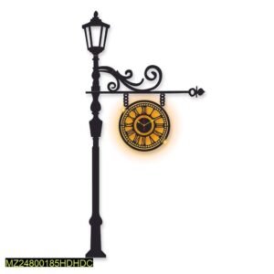 Street Lamp Design Laminated Wall Clock With Backlight – Minimalist Wall Clock