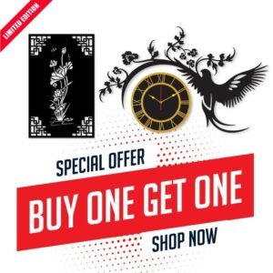Eagle Clock With Flower Wall Hanging – Modern Wall Shelf Pakistan