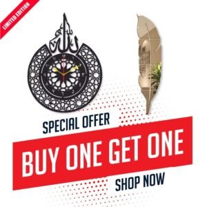 MDF Calligraphy Clock With Leaf Wall Hanging – DIY Wall Art Décor