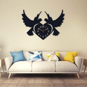 Pigeon Heart Analogue Wall Clock – Handmade Wall Art