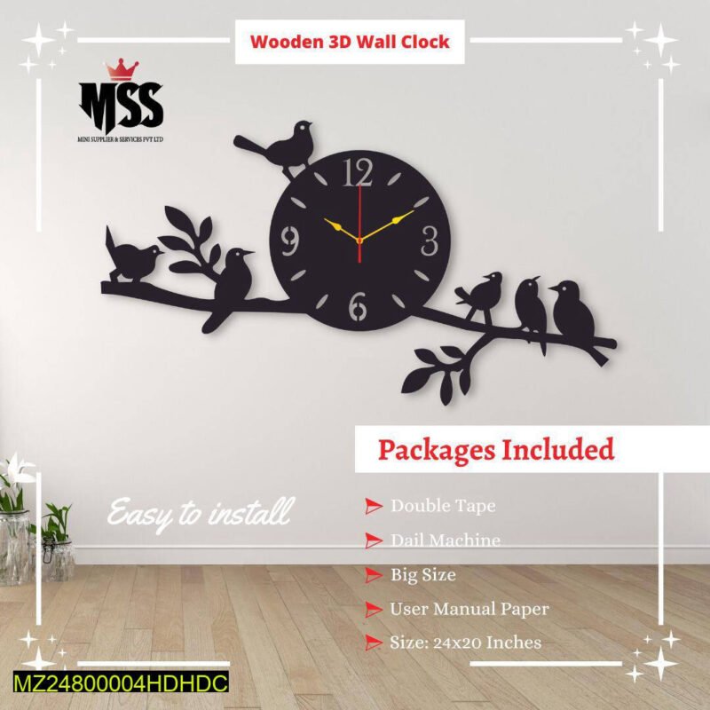 261-17626-103258-product-1.jpeg Analog Stylish Birds Design MDF Wall Clock – Islamic Wall Art