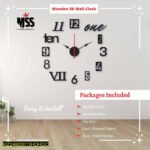 Analog Stylish 3D Art MDF Wall Clock – DIY Wall Clock Decoration