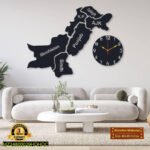 Pakistan Map Wall Design and Clock – Large Wall Clock for Living Room