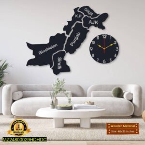 Pakistan Map Wall Design and Clock – Large Wall Clock for Living Room