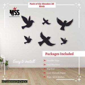 Modern 3D Art Wall Hanging Frame, Pack Of 6 – Wall Clock for Office