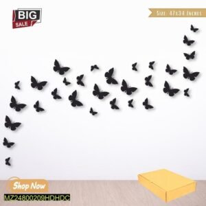 Butterfly Design Laminated Wall Art, Pack Of 30 – Modern Home Wall Art