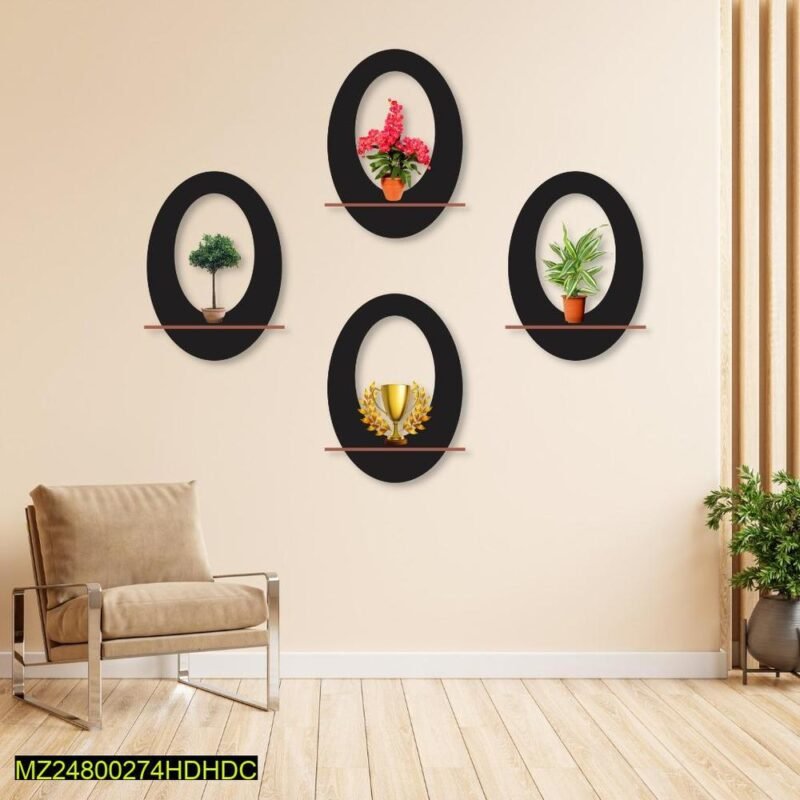 Oval Wall Hanging Shelves, Pack of 4 – Wall Shelf for Books