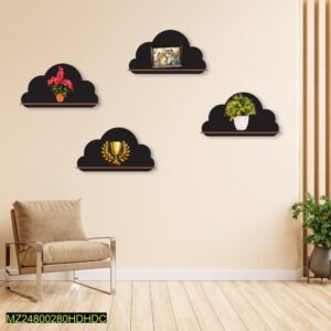 Cloud Wall Hanging Shelves, Pack of 4 – Metal Wall Clock