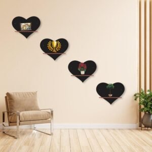 Heart Wall Hanging Shelves, Pack of 4 – Decorative Wall Clock