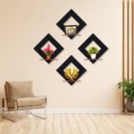 Diomond Wall Hanging Shelves, Pack of 4 – 3D Wall Art Decoration