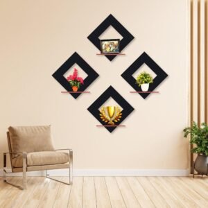 Diomond Wall Hanging Shelves, Pack of 4 – 3D Wall Art Decoration