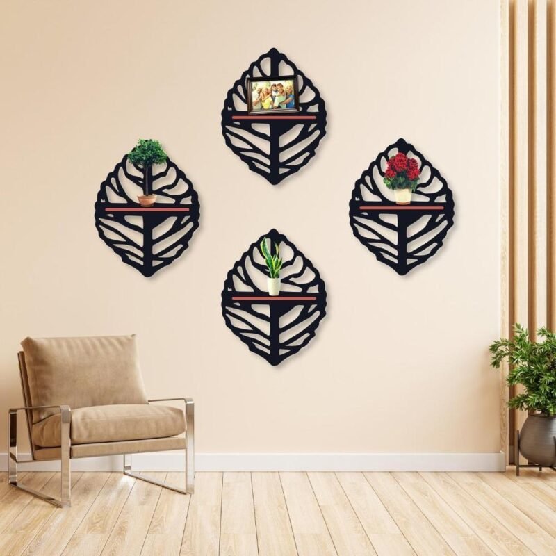 Leaf Wall Hanging Shelves, Pack of 4 – Wall Shelf with Lights