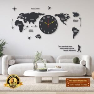 World Map Clock – Wall Shelf for Books