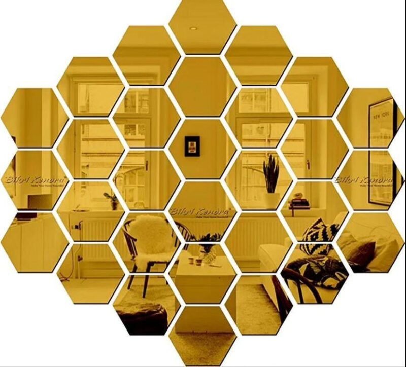 Acrylic Hexa, Golden – Abstract Wall Art
