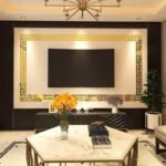 Versace Wall Mirror, Golden – Floating Wall Shelf