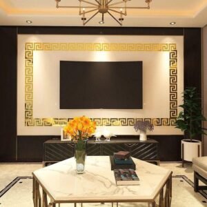 Versace Wall Mirror, Golden – Floating Wall Shelf