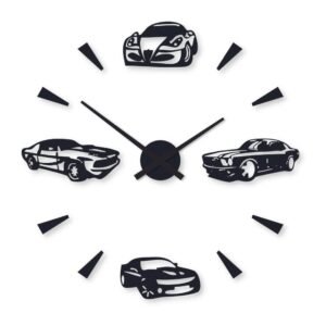 Beautiful Car Digit Wood Wall Clock – Metal Wall Shelf