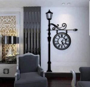 Street Lamp Design Laminated Sheet Wall Clock – Wall Art for Bedroom
