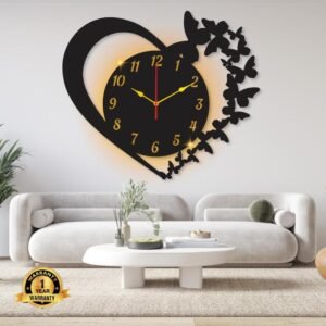 Heart Shaped Design Laminated Wall Clock With Backlight – Canvas Wall Art