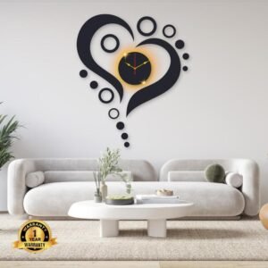 Heart Design Laminated Wall Clock With Backlight – Luxury Wall Art Design