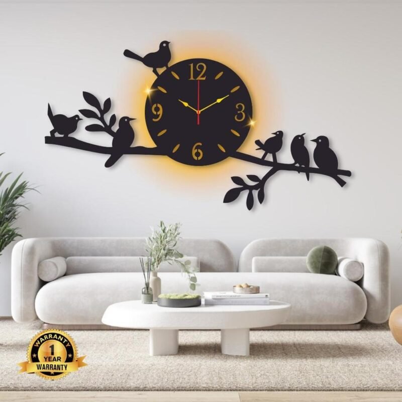 Sparrow Design Laminated Wall Clock With Backlight – Designer Wall Clock