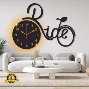 Bicycle Design Laminated Wall Clock With Backlight – Modern Wall Shelf Pakistan